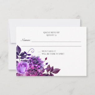 Lila bröllop OSA Blommigt Reaktion Flowers Respons Kort
