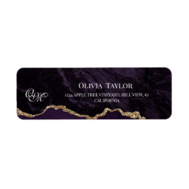 Lila Bröllop Scrip Agate violet och guld Returadress Etikett