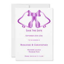 Lila Bröllop spara datum Card Klockor och band