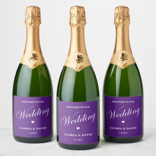 Lila Bröllop Sparkling Vin etikett (Flaskor)