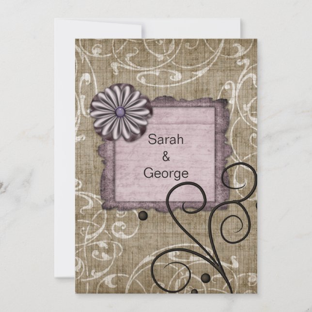 lila bröllop Tack Kort (Framsida)