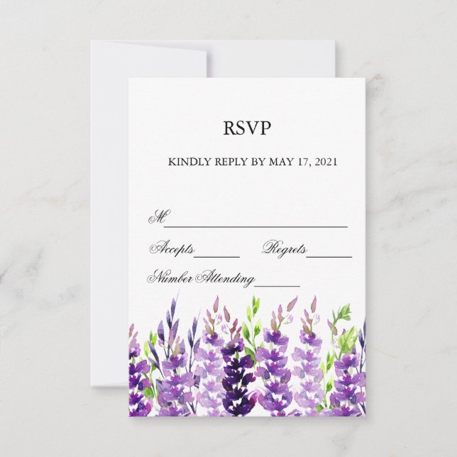 Lila Bröllop Watercolor Lavender OSA kort (Framsida)