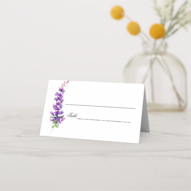 Lila Bröllop Watercolor Lavender PlaceCard Placeringskort (Baksida)