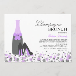 Lila bröllopsdusch Champagne Brunch-inbjudan Inbjudningar