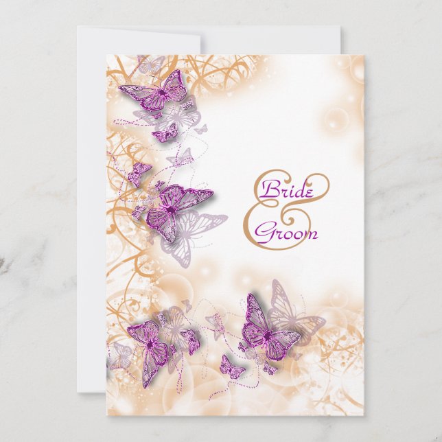 Lila bröllopsförlovning årsdag inbjudningar (Framsida)