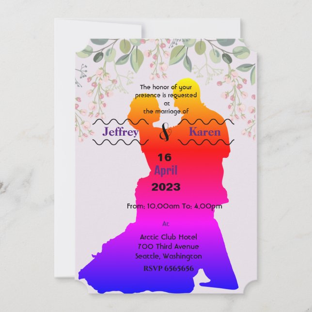 Lila bröllopsinbjudan inbjudningar (Framsida)