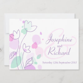 Lila bröllopsinbjudning för grafika moderna blommo inbjudningar