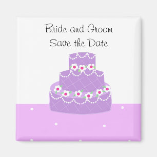 Lila bröllopstårta Save the Date Magnet