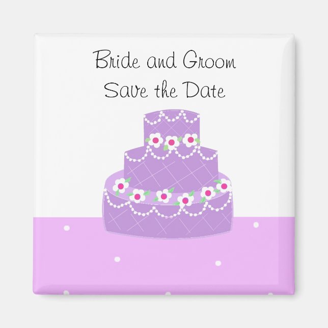 Lila bröllopstårta Save the Date Magnet (Framsidan)