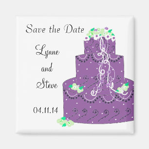 Lila bröllopstårta Save the Date Magnet
