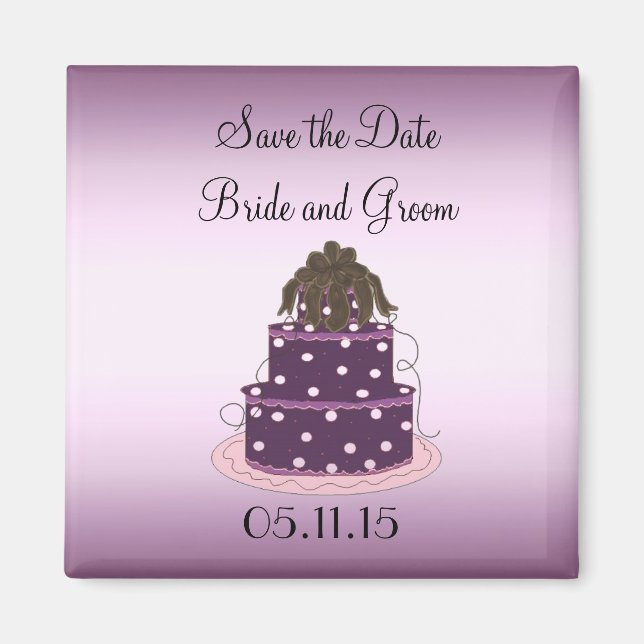 Lila bröllopstårta Save the Date Magnet (Framsidan)