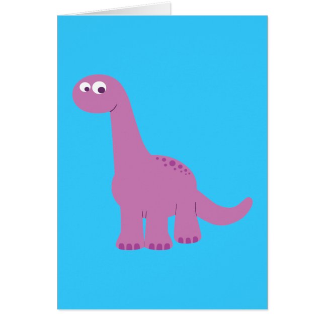 Lila Brontosaurus Dinosaur Hälsningskort (Framsidan)