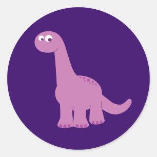 Lila Brontosaurus Dinosaur Runt Klistermärke