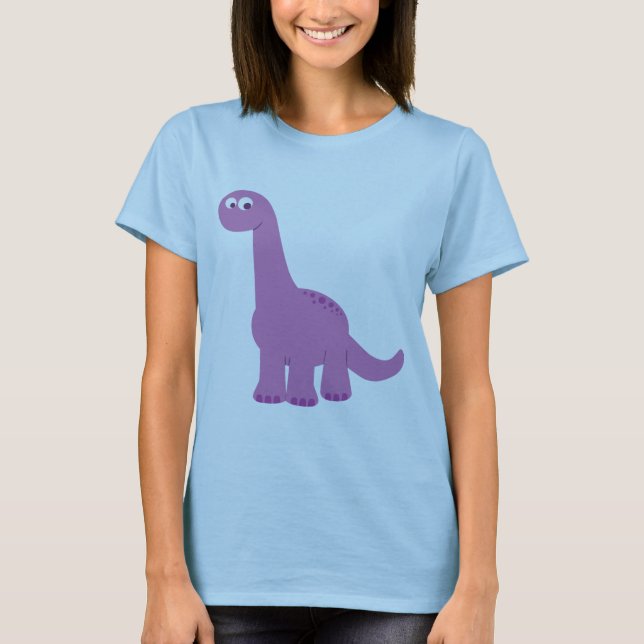 Lila Brontosaurus Dinosaur T-shirt (Framsida)