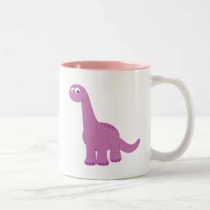 Lila Brontosaurus Dinosaur Två-Tonad Mugg