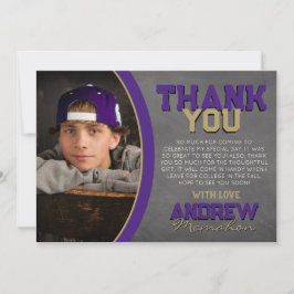 Lila Bronze Chalkboard Studenten - tackkort Inbjudningar