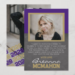 Lila & Bronze Studenten 2 - tackkort för foto Inbjudningar