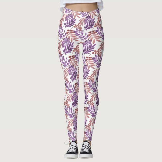 Lila/Bronze Watercolor Löv Leggings (Framsida)