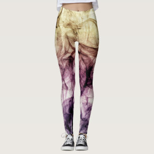 Lila Brown Smoky Dust Abstrakt Leggings