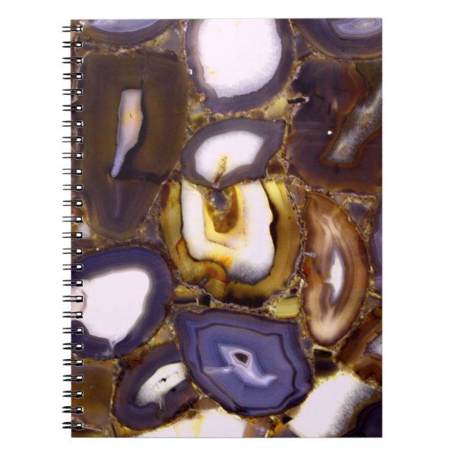 Lila Brown White Agate-design Anteckningsbok (Framsidan)