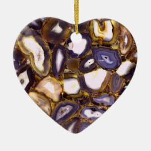 Lila Brown White Agate-design Julgransprydnad Keramik
