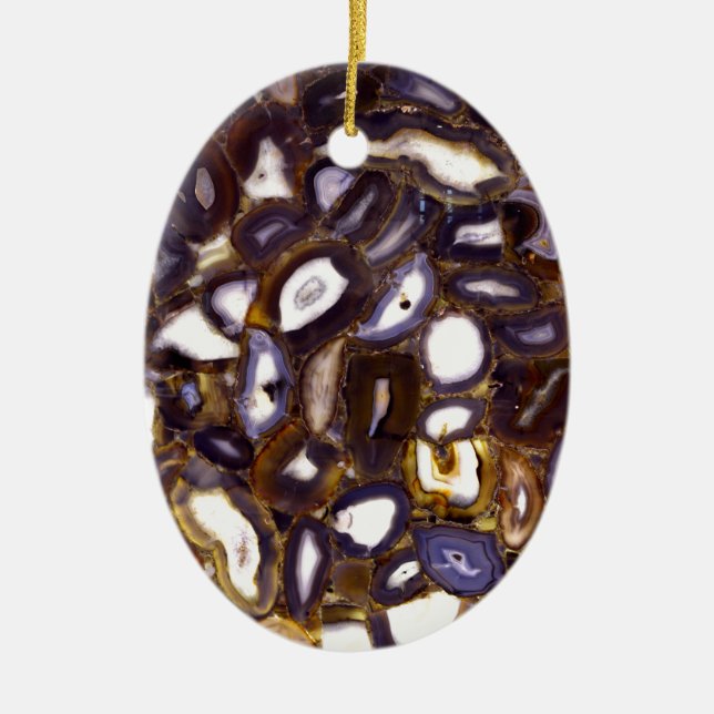 Lila Brown White Agate-design Julgransprydnad Keramik (Framsidan)