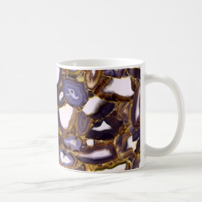 Lila Brown White Agate-design Kaffemugg (Höger)