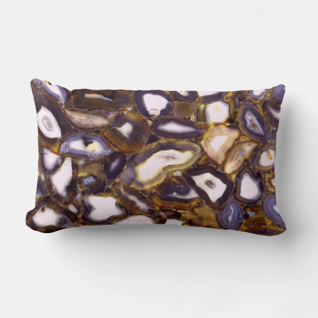 Lila Brown White Agate-design Lumbarkudde (Framsida)