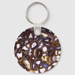 Lila Brown White Agate-design Nyckelring
