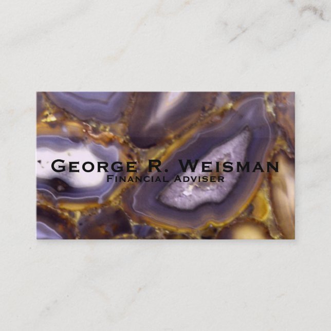 Lila Brown White Agate-design Visitkort (Framsida)