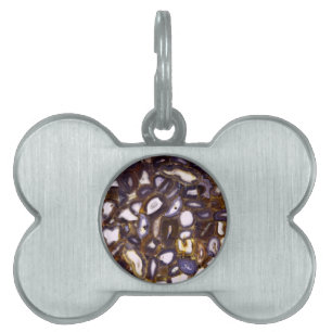 Lila Brown White Agate-sten mönster ID-bricka Husdjur