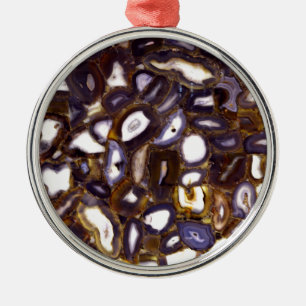 Lila Brown White Agate-sten mönster Julgransprydnad Metall