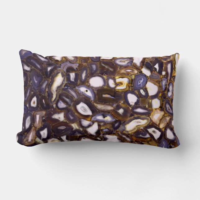 Lila Brown White Agate-sten mönster Lumbarkudde (Framsida)