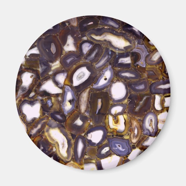 Lila Brown White Agate-sten mönster Magnet (Framsidan)