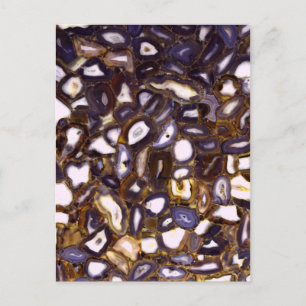 Lila Brown White Agate-sten mönster Vykort