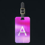 Lila Brushed Metall Monogram Namn och Initial Bagagebricka<br><div class="desc">Lila Brushed Metall Foil Monogram Namn och Initial Luggage Tag. Den här väskan är märkre för Back to school,  Arbete eller Resning.</div>
