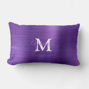 Lila Brushed Metall Personlig Monogram Lumbarkudde
