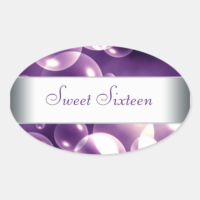 Lila bubbelkuvert förslutning festgåva etiketter (Framsida)