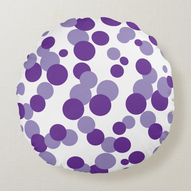Lila Bubbles Confetti Mönster Round Pillow Rund Kudde (Framsidan)