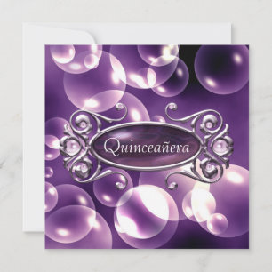 Lila Bubblor Quinceanera 15-årsdag Inbjudningar