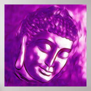 Lila Buddha Art Porträtt buddhism Andlig Kärlek Poster