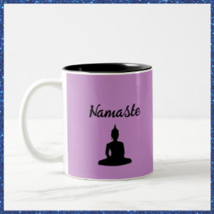 Lila Buddha Namaste Två-Tonad Mugg