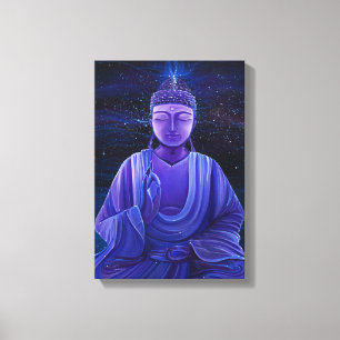 Lila Buddha Universe Galaxy Painting Wall Art Canvastryck