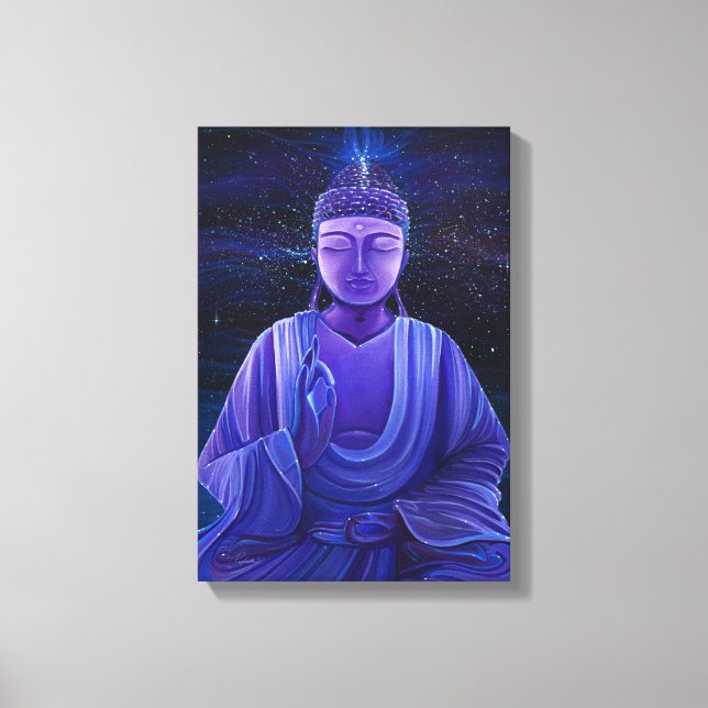 Lila Buddha Universe Galaxy Painting Wall Art Canvastryck (Framsida)