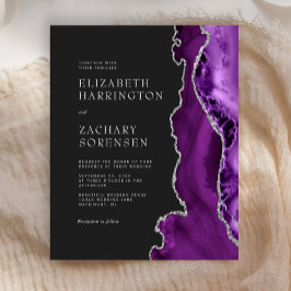 Lila budget Agate Silver Bröllopsinbjudan