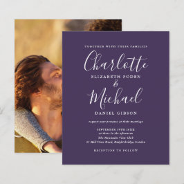 Lila budget bröllopsinbjudan med foto