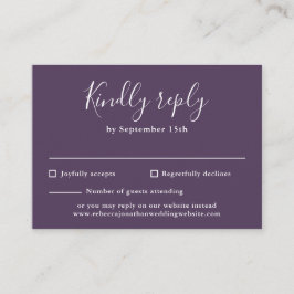 Lila Budget Modern Script Bröllop OSA Card Tilläggskort