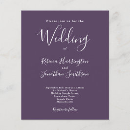 Lila Budget Modern Skript Bröllopsinbjudan