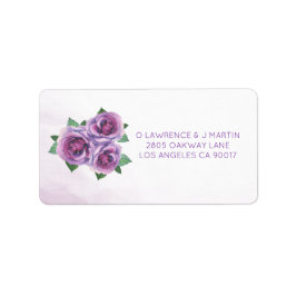 Lila Bukett med rosor Blommigt Adressetikett