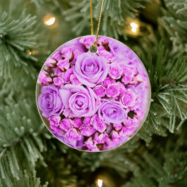 Lila Bukett med rosor Flower Julgransprydnad Keramik